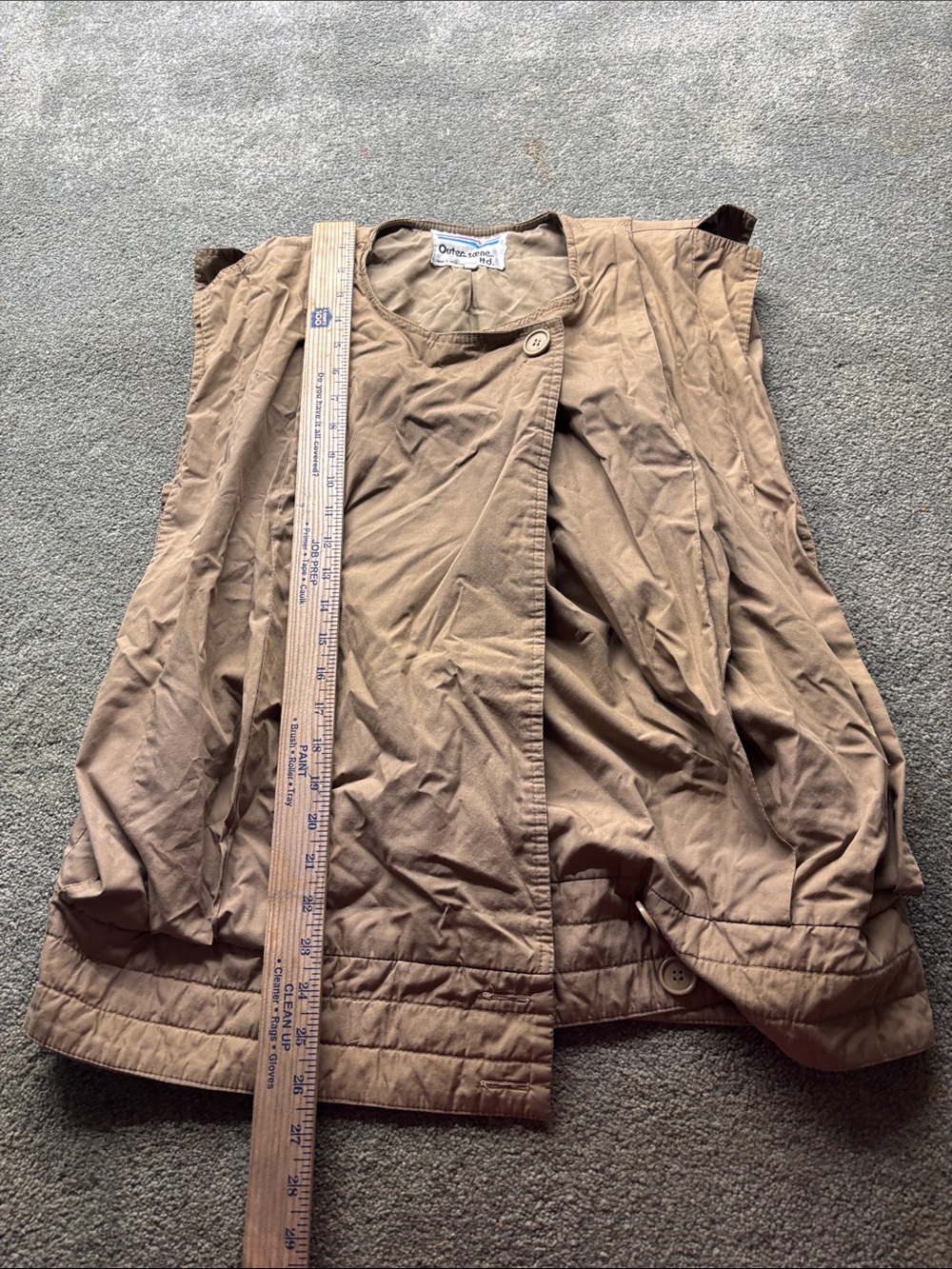 Women's Brown Tan Button-Front Sleeveless Vest Amish gorpcore uniform utility